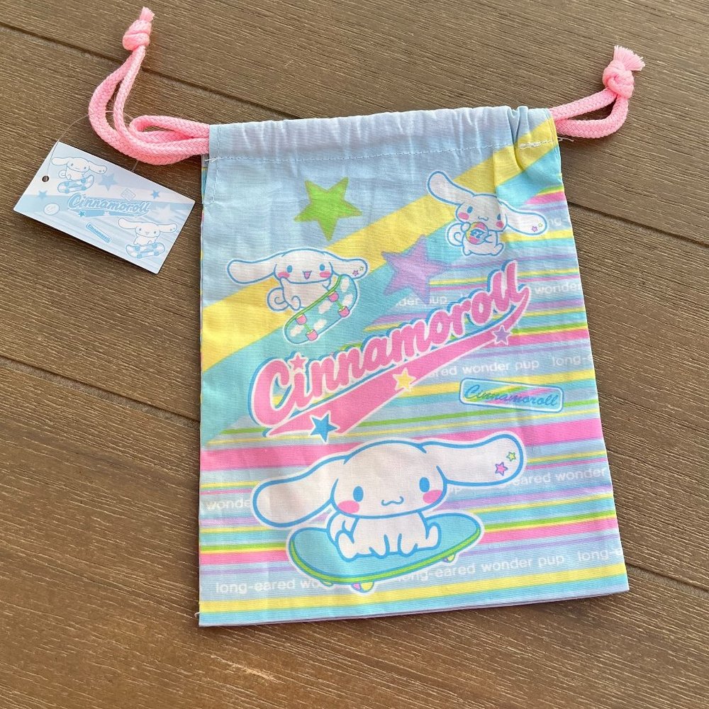 Sanrio Originals Cinnamoroll Pouch With Drawstring 6 1/4 Inches x 8 Inches